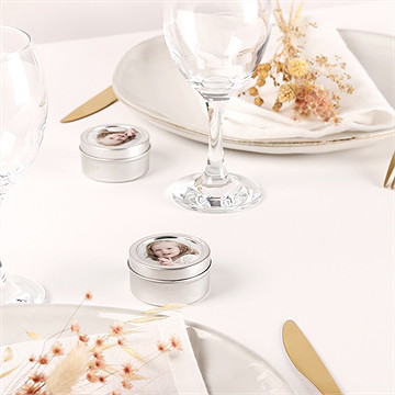 Bougie baptême petite chouchou argent - Mise en situation