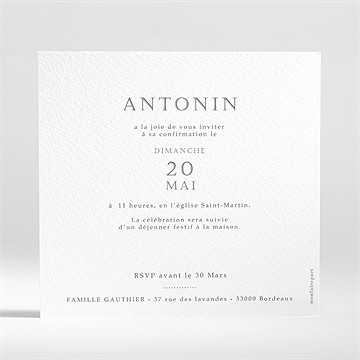 Faire-part confirmation epopée - Dos du faire-part