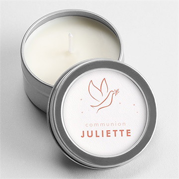 Bougie communion colombe dorée - argent