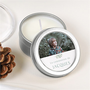 Bougie communion végétal argent