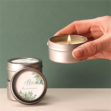 Bougie communion en grâce - argent - Bougie allumée