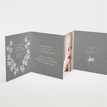 Faire-part de baptême découpe originale accordéon - Intérieur du faire-part