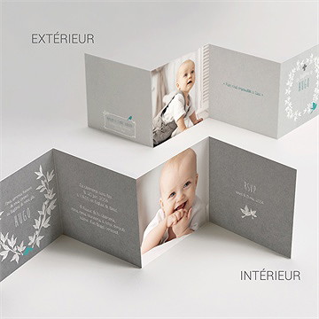 Faire-part de baptême découpe originale accordéon - Vue d'ensemble