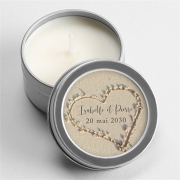 Bougie mariage dans le sable argent