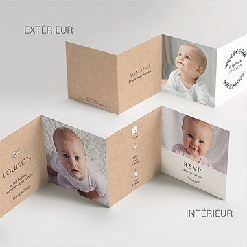 Faire-part de baptême petit programme accordéon - Vue d'ensemble