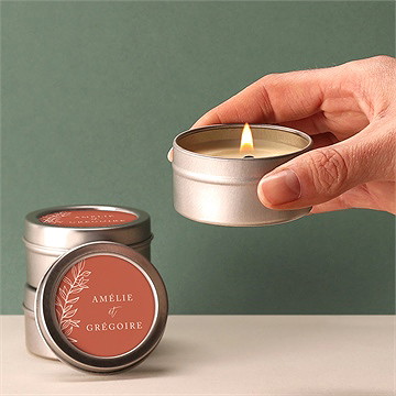 Bougie mariage jolie esquisse - argent - Bougie allumée