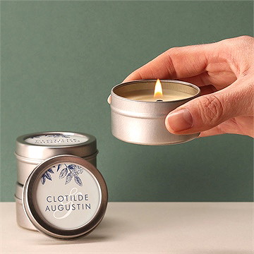 Bougie mariage esperluette - argent - Bougie allumée