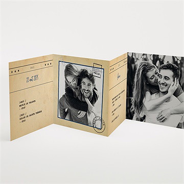 Faire-part mariage notre télégramme accordéon - Intérieur du faire-part