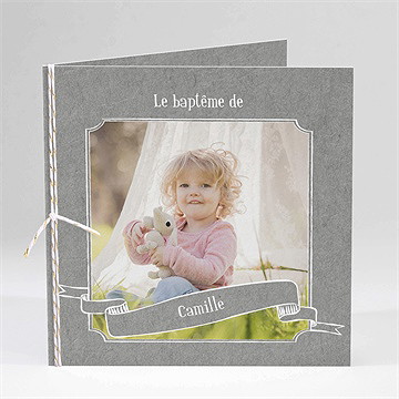 Faire-part de baptême en symboles carré plié
