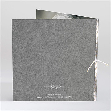 Faire-part de baptême en symboles carré plié - Dos du faire-part