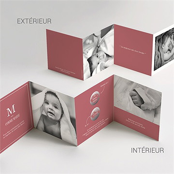 Faire-part de baptême polaroid chic ! accordéon - Vue d'ensemble