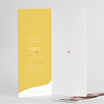 Faire-part naissance en jaune toute photomaton - Intérieur du faire-part 2