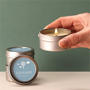 Bougie naissance pictogrammes - argent - Bougie allumée