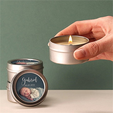 Bougie naissance notre bijou - argent - Bougie allumée