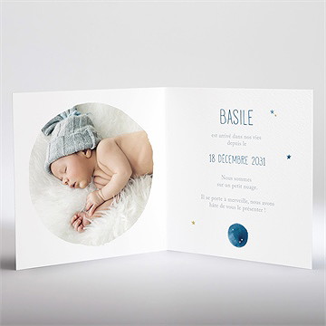Faire-part naissance nuit étoilée dorure - Intérieur du faire-part