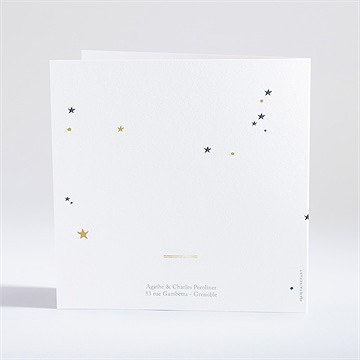 Faire-part naissance nuit étoilée dorure - Dos du faire-part