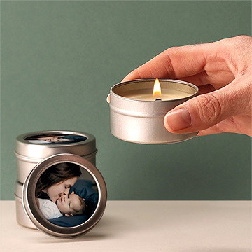 Bougie naissance instants - argent - Bougie allumée