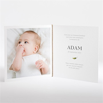 Faire-part naissance compères carré plié - Intérieur du faire-part