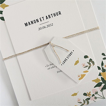 Faire-part mariage vintage champetre superposé - Détail du faire-part