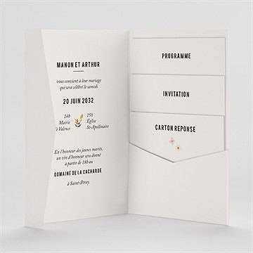 Faire-part mariage vintage champetre pocketfold - Intérieur du faire-part