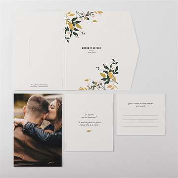 Faire-part mariage vintage champetre pocketfold - Vue d'ensemble extérieur