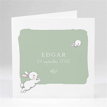 Faire-part naissance ravissant lapin carré plié