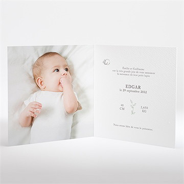 Faire-part naissance ravissant lapin carré plié - Intérieur du faire-part