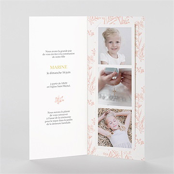 Faire-part communion gravures végétales photomaton - Intérieur du faire-part