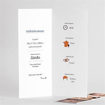 Faire-part naissance jolis pictogrammes photomaton - détail intérieur