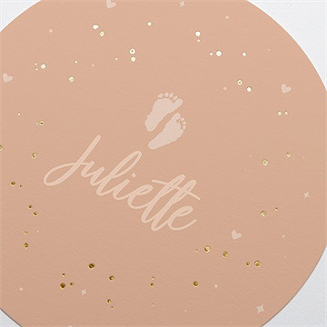 Faire-part naissance ses petits petons rond - Détail du faire-part