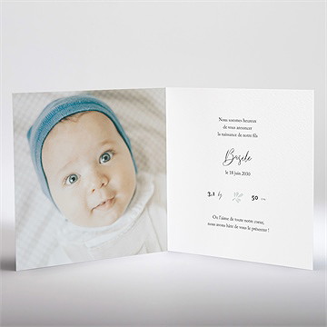 Faire-part naissance beau chouchou dorure - Intérieur du faire-part