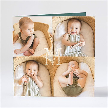 Faire-part naissance menthe dorure