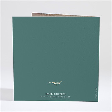 Faire-part naissance menthe dorure - Dos du faire-part