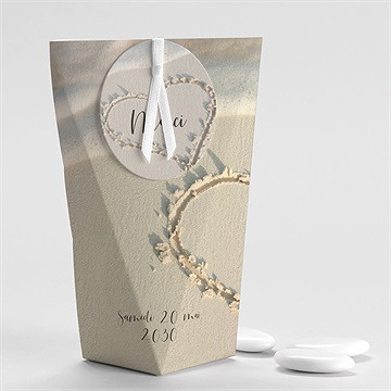 Boîte de dragées mariage dans le sable étui