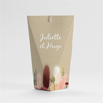 Boîte de dragées mariage notre bouquet champêtre étui - Dos de la boîte