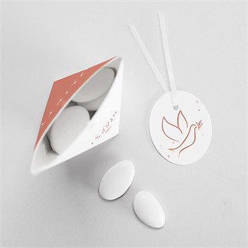 Boîte de dragées communion colombe dorée étui - Intérieur de la boîte
