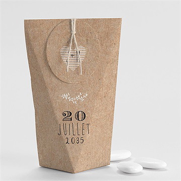 Boîte de dragées mariage kraft en folie étui