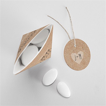 Boîte de dragées mariage kraft en folie étui - Intérieur de la boîte