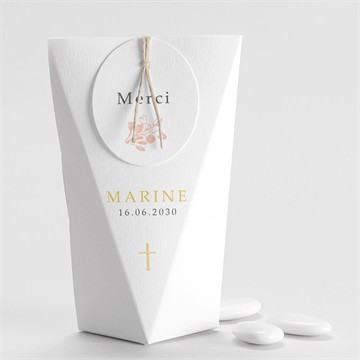 Boîte de dragées communion gravures végétales étui