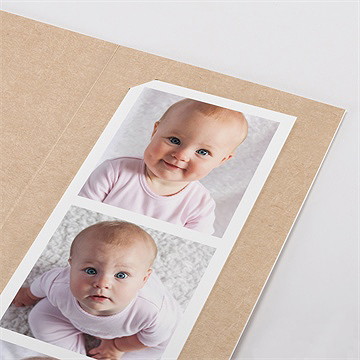 Faire-part de baptême petit programme photomaton - Détail du faire-part