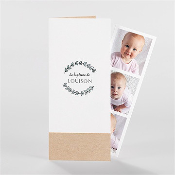 Faire-part de baptême petit programme photomaton - Vue d'ensemble