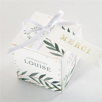 Boîte de dragées communion touche champêtre dorure - Dessus de la boîte