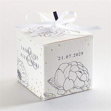 Boîte de dragées mariage chic et moderne dorure - Dessus de la boîte