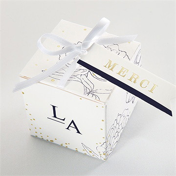 Boîte de dragées mariage chic et moderne dorure - Intérieur de la boîte