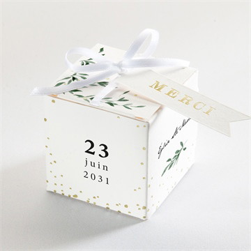 Boîte à dragées dorure - cube