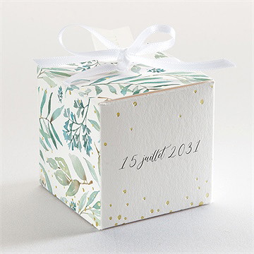 Boîte de dragées mariage délicat dorure - Dos de la boîte