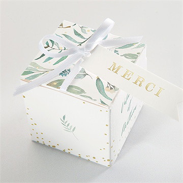 Boîte de dragées mariage délicat dorure - Dessus de la boîte