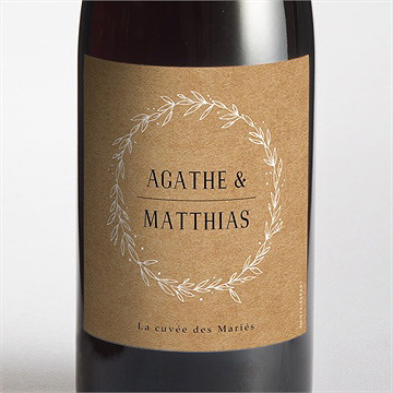 Etiquette de bouteille mariage kraft champêtre