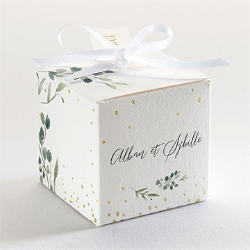 Boîte de dragées mariage bouquet provençal dorure - Dos de la boîte