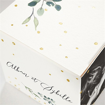 Boîte de dragées mariage bouquet provençal dorure - Dessus de la boîte